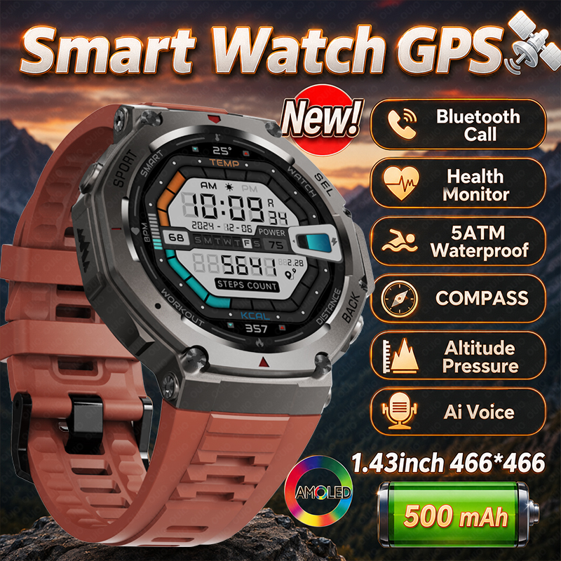 Smartwatch Watches For Men With Gps - Nuevo Reloj Inteligente Militar DM58 GPS