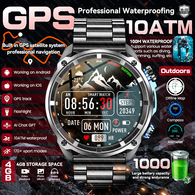 Smartwatch Branded Watches For Men - Nuevo reloj inteligente militar con GPS