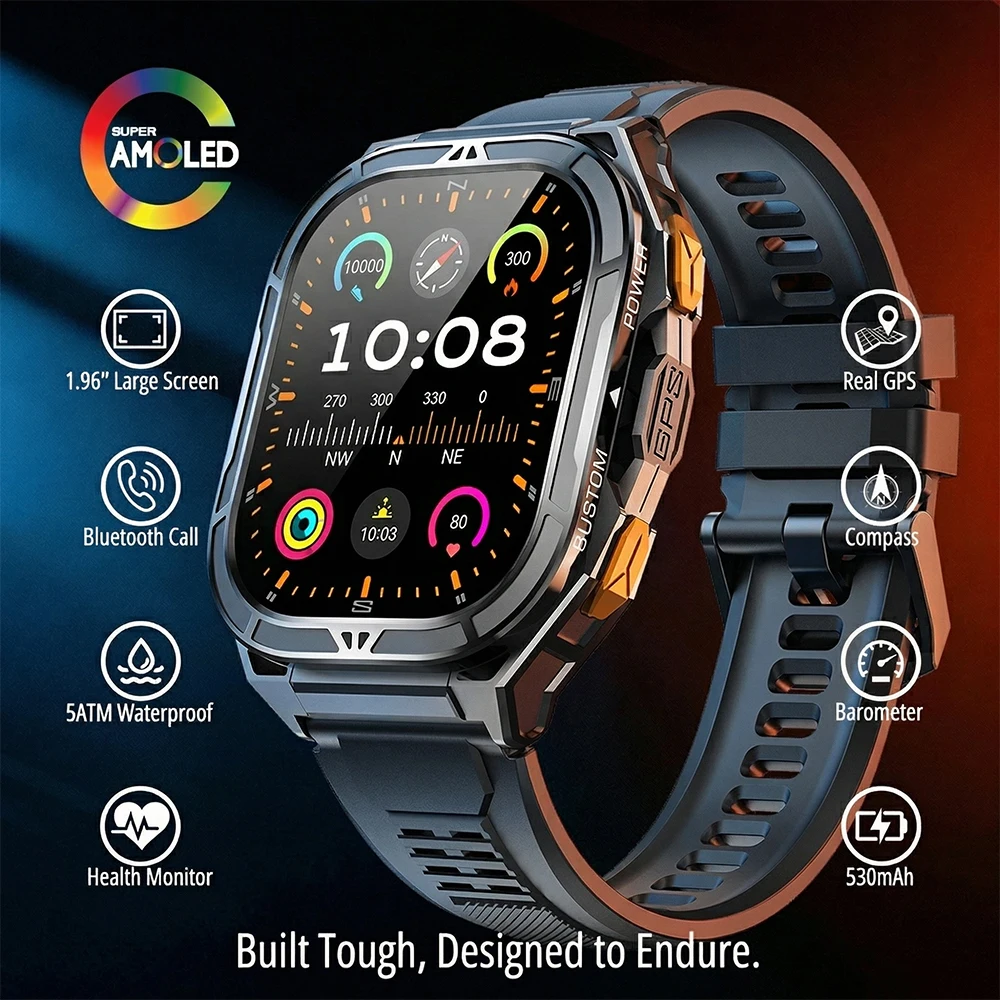 Smartwatch Watches For Men With Gps - Reloj Inteligente AMOLED de Lujo con