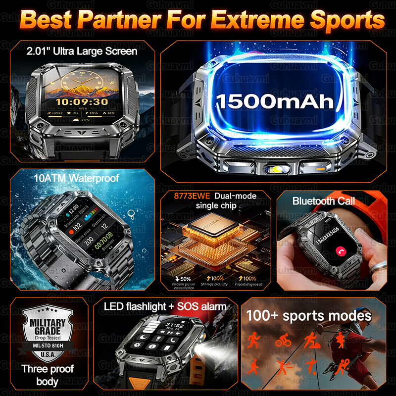 Nuevo reloj inteligente milita - Smartwatch Watches For Men With Gps reseña y precio