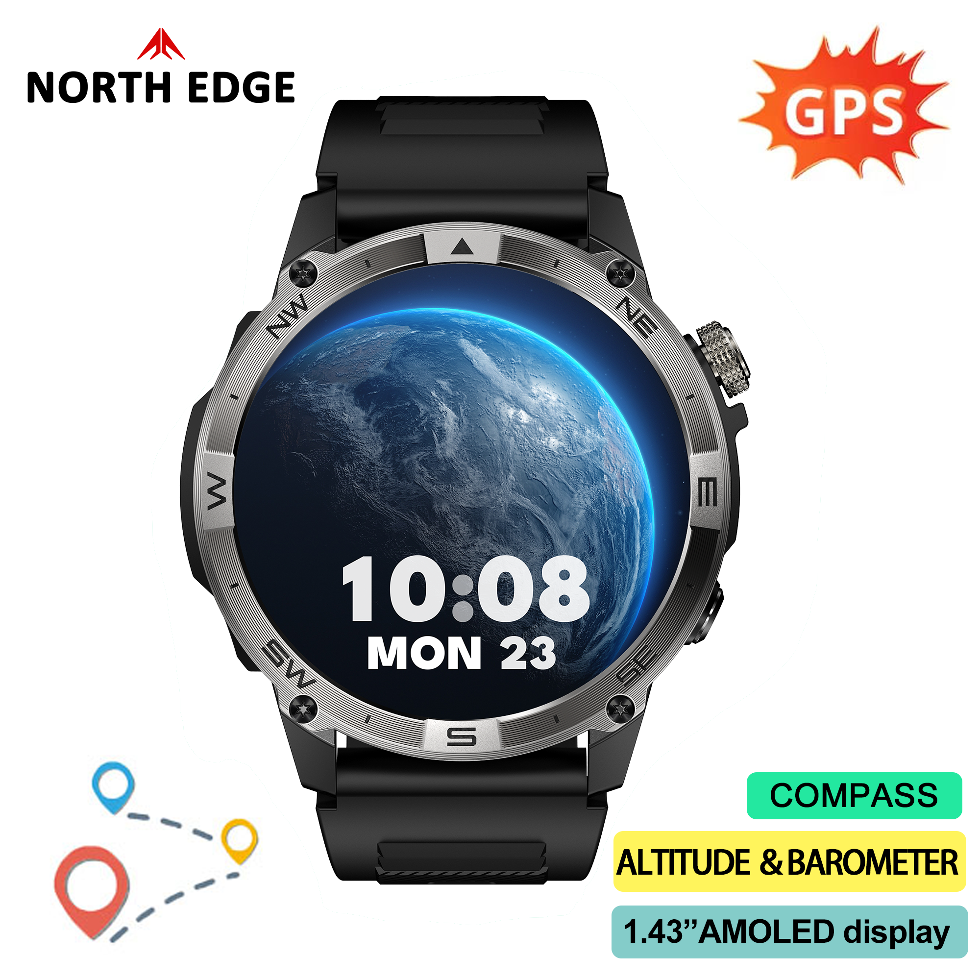 NORTH EDGE GPS reloj inteligen - Smartwatch Watches For Men With Gps reseña y precio
